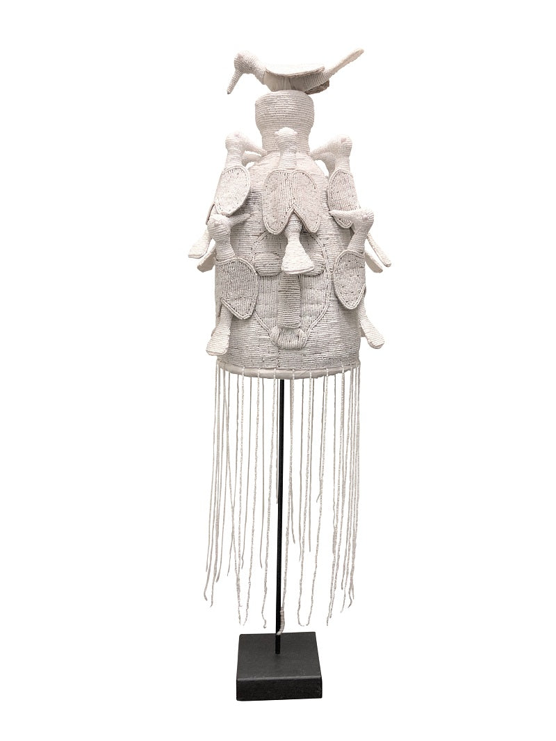 工芸品 Yoruba Beaded Crown ~ Monochrome 1980's 工芸品 Yoruba Beaded Crown ~ Monochrome 1980's Yoruba Beaded Crown